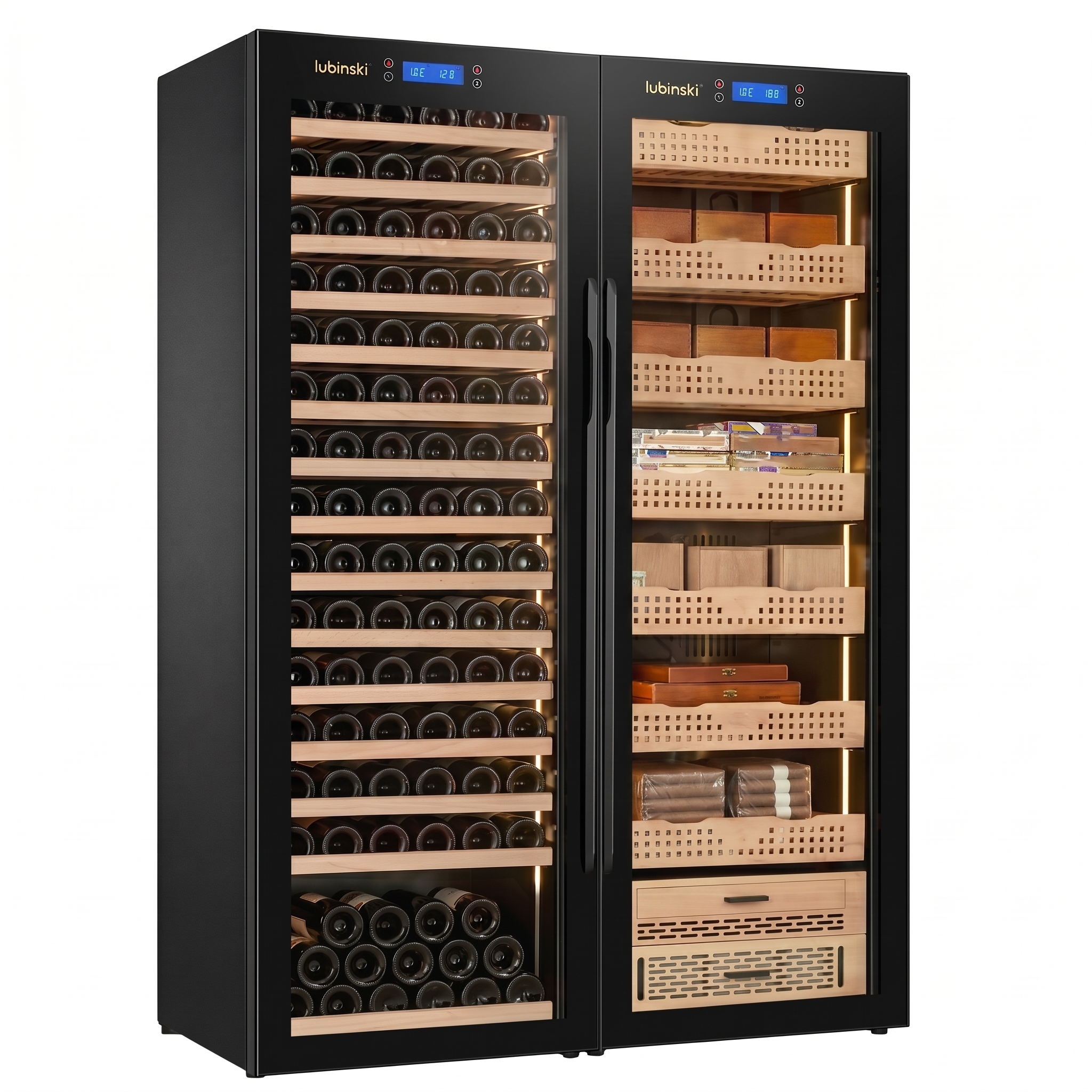Lubinski Kombine Elektronik Çift Kabin Şarap ve Puro Dolabı 1800