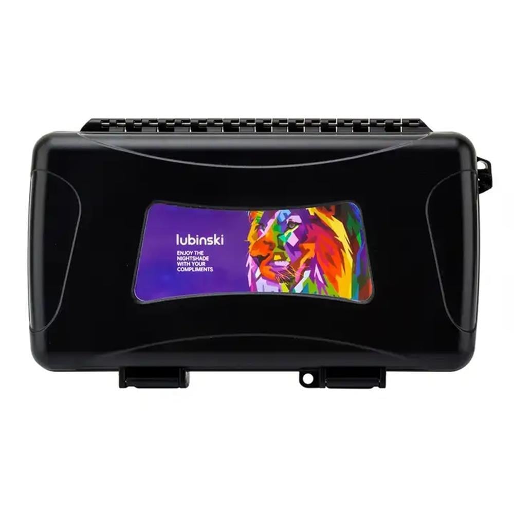 Lubinski Seyahat Puro Kutusu Humidor Kırılmaz Plastik Siyah Lion Logo 5's