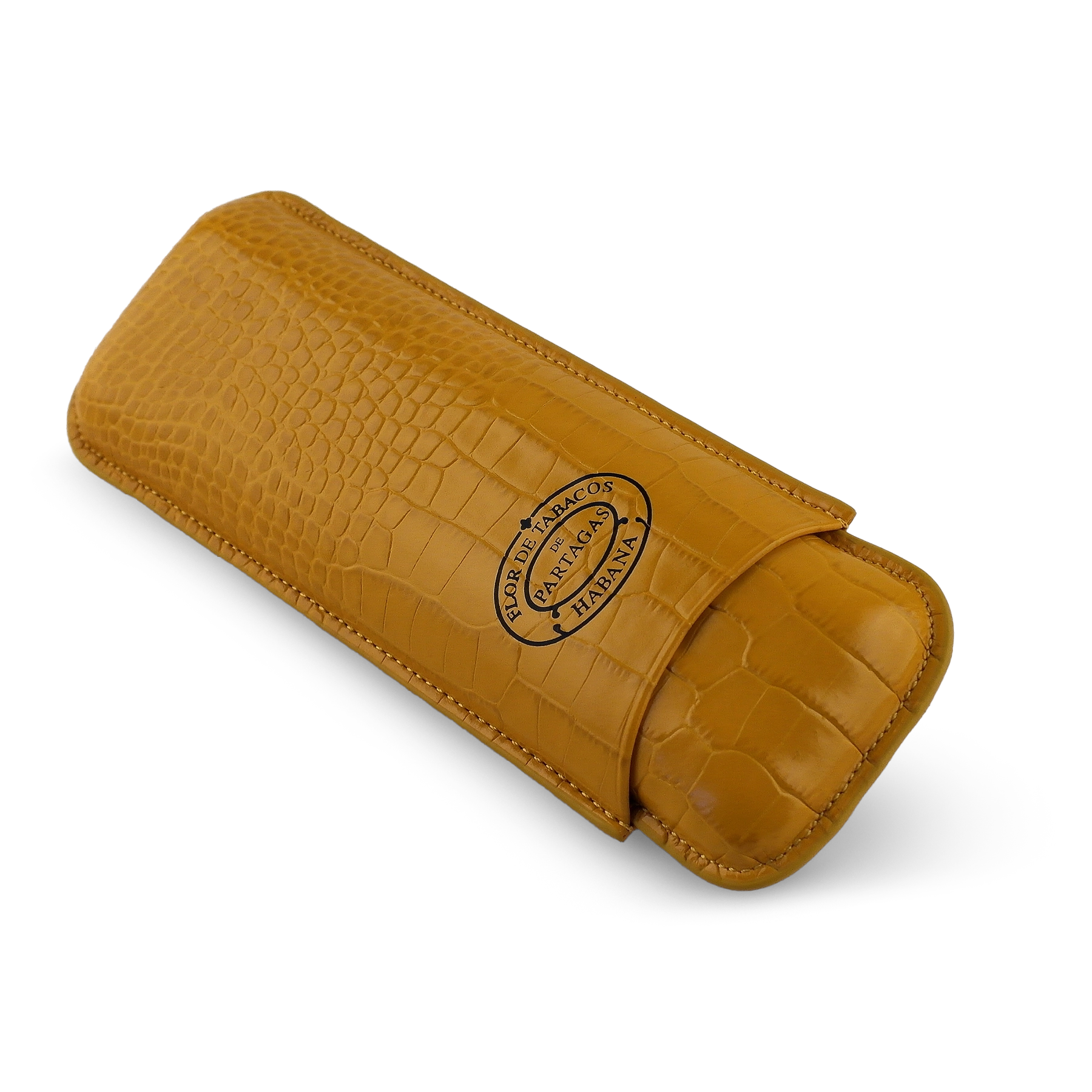 Partagas Gerçek Deri Puro Kılıfı İkili 64 Ring - Hardal