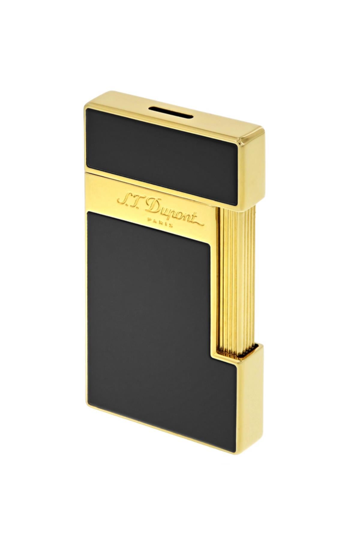 St Dupont Slimmy Golden Shiny Black Lacquer Çakmak 28002