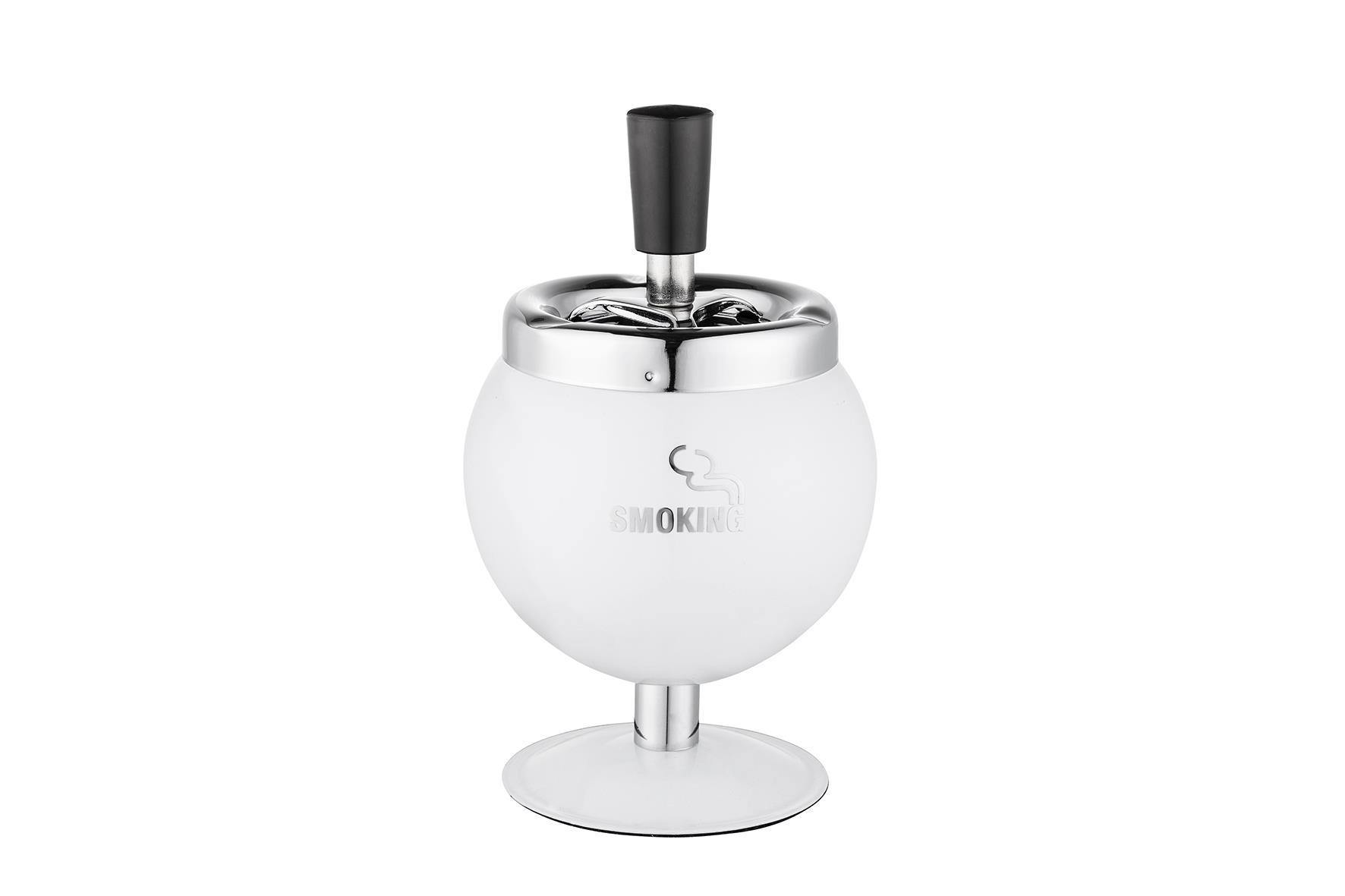 Angelo Bas-Çevir Metal Hazneli Küllük Standlı Beyaz 8 cm