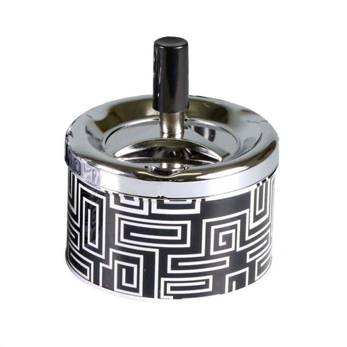 Bas-Çevir Metal Hazneli Siyah Beyaz Çizgiler 9cm