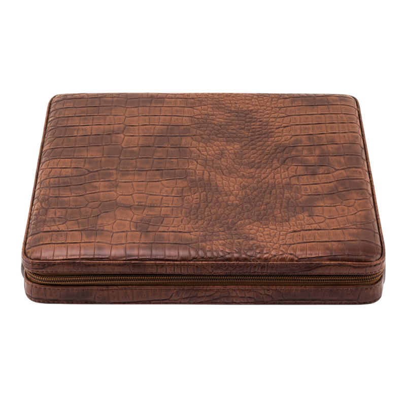 Lubinski Deri Sedirli Seyahat Puro Sunum Kutusu Slim Humidor 10s Kahve
