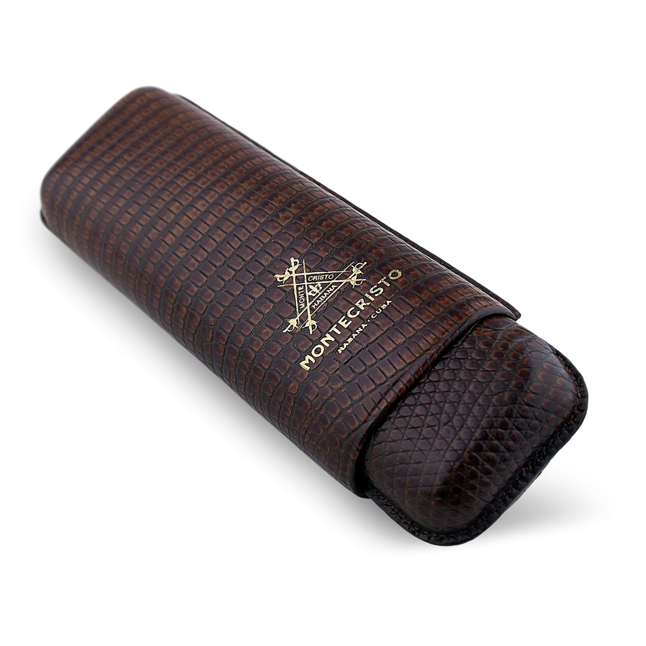 Montecristo Gerçek Deri Puro Kılıfı İkili 64 Ring - Koyu Kahve