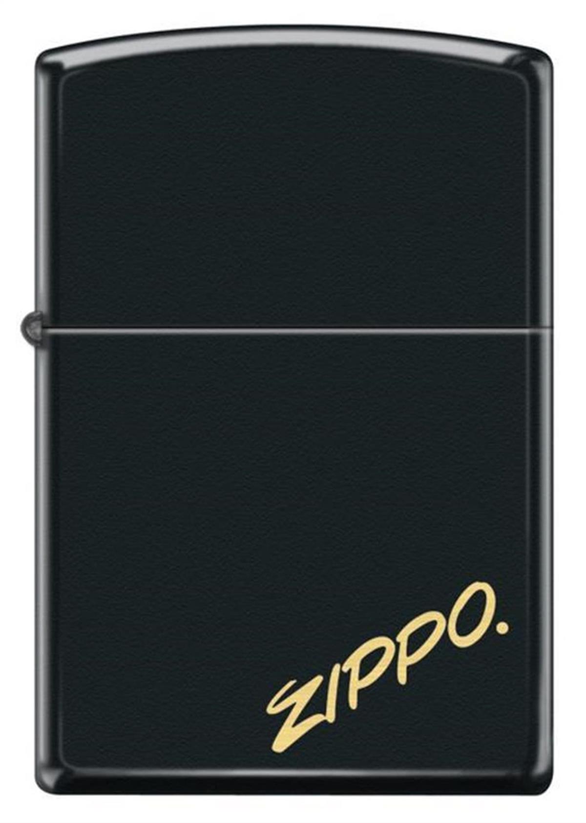 Zippo Black Matte Script Logo Çakmak AkMerkezTobacco Klasik Zippo