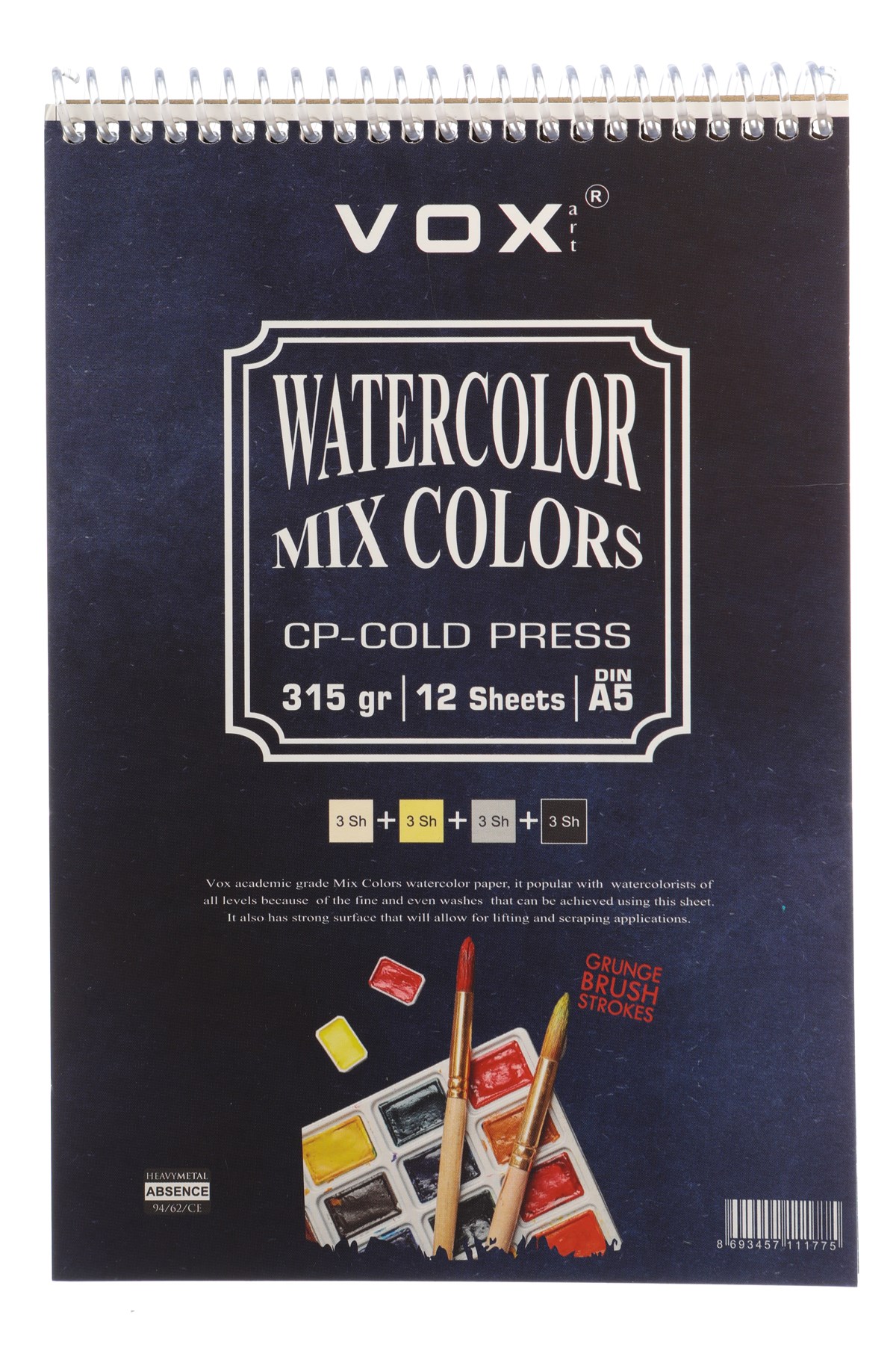 315 gr Mix Suluboya Blok - Cold Press - A5 - 12 Yaprak