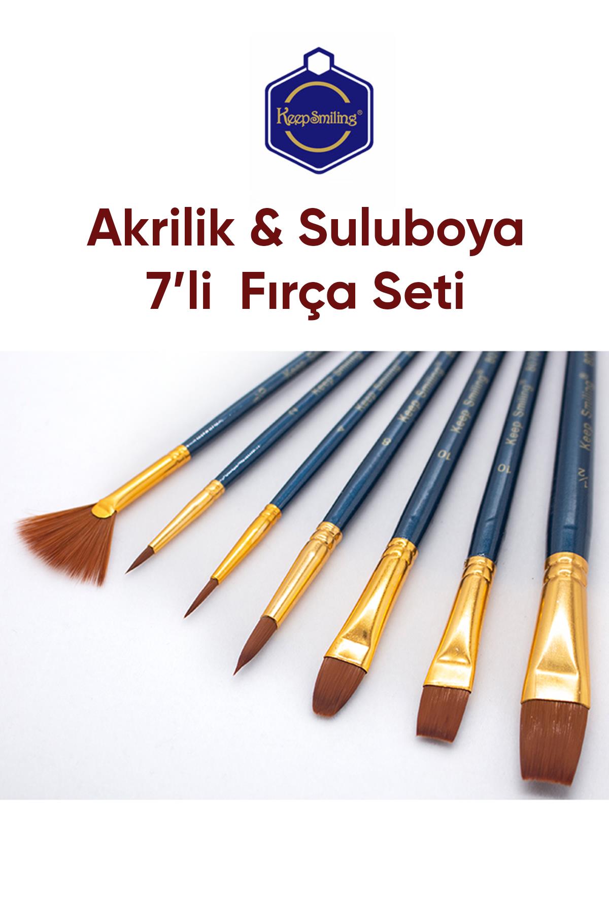 Fırça Seti - 7'li Suluboya -Akrilik Boya Fırça Seti