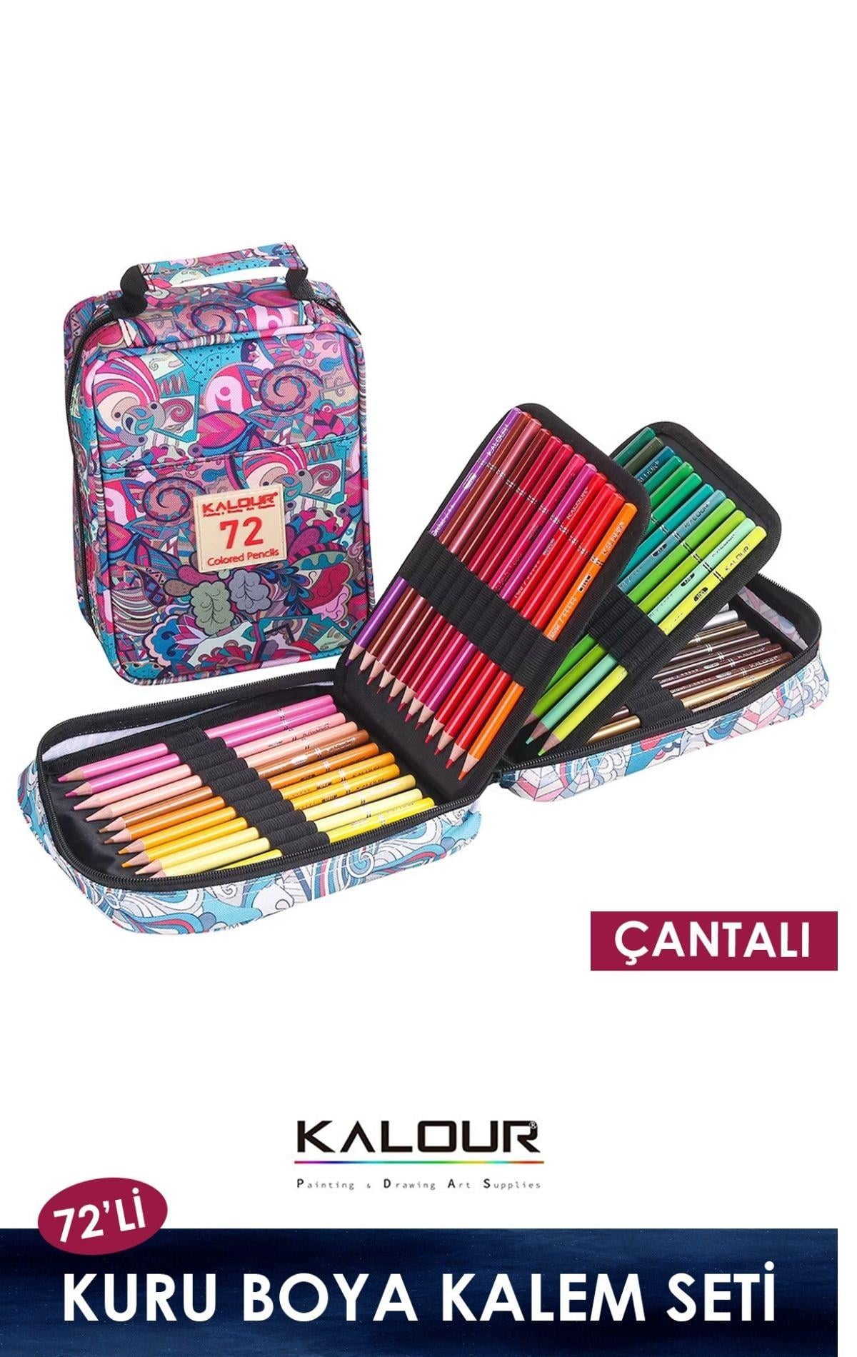 Kuru Boya Kalem Seti 72 Renk, Çantalı (Defter+Kalemtraş Hediyeli)