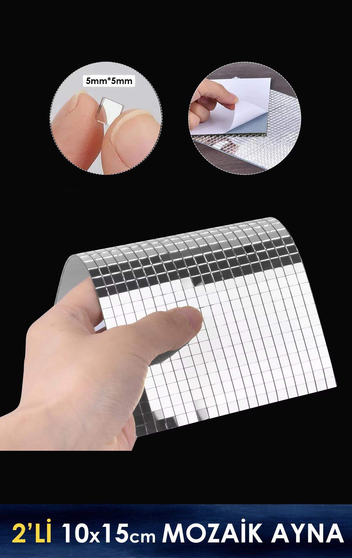 Mozaik Ayna 5x5mm Kendinden Yapışkanlı  10x15cm Levha 2'li