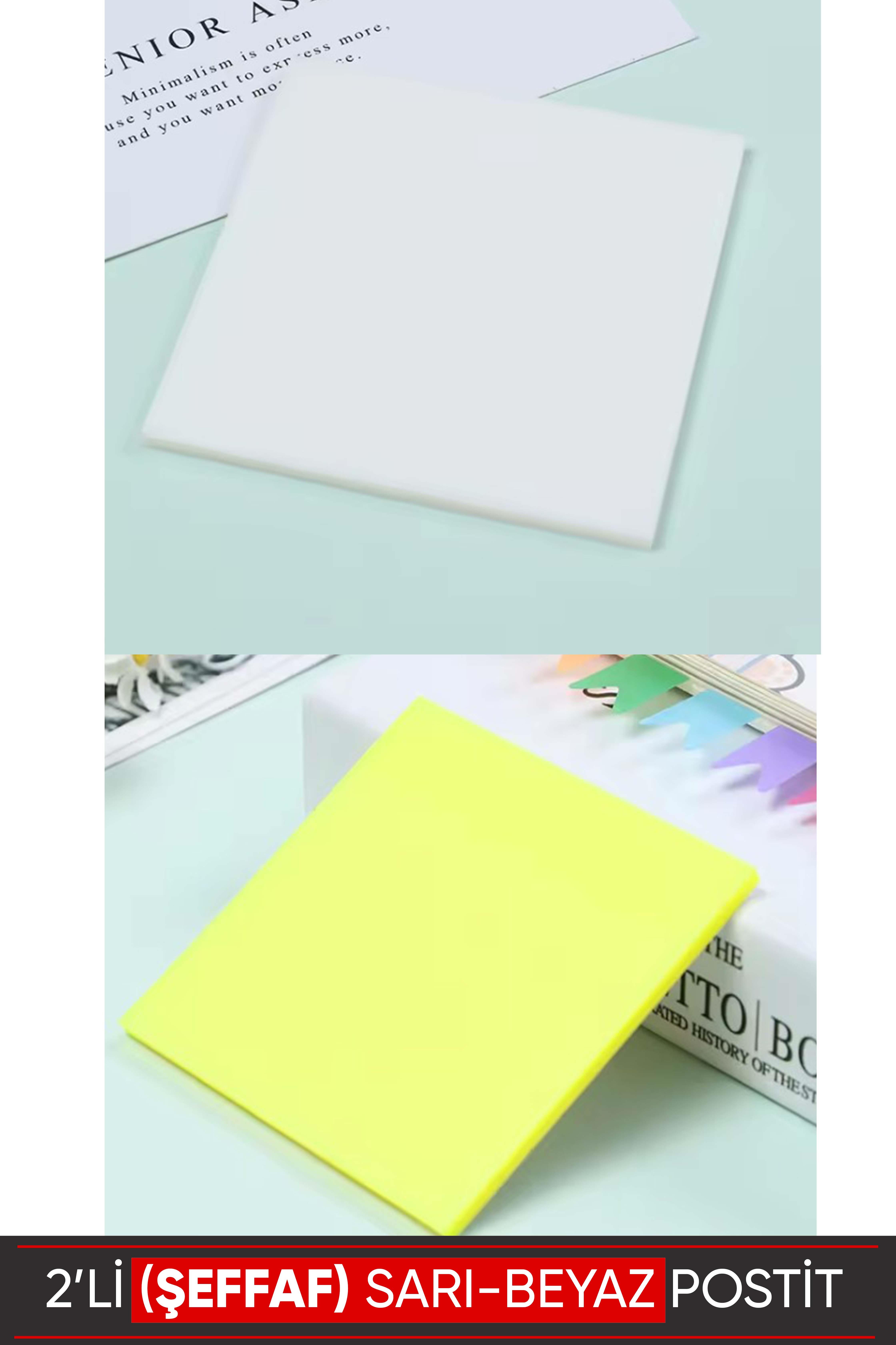 Şeffaf Post-it Yapışkanlı Not Kağıdı 2 renk -7,5x75cm 50'li