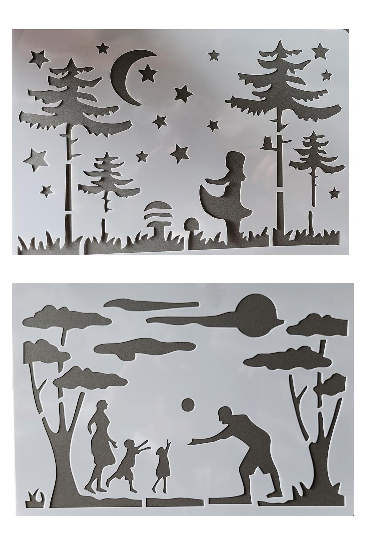Stencil Dekoratif Boyama Şablonu 2'li Kids-Star A4