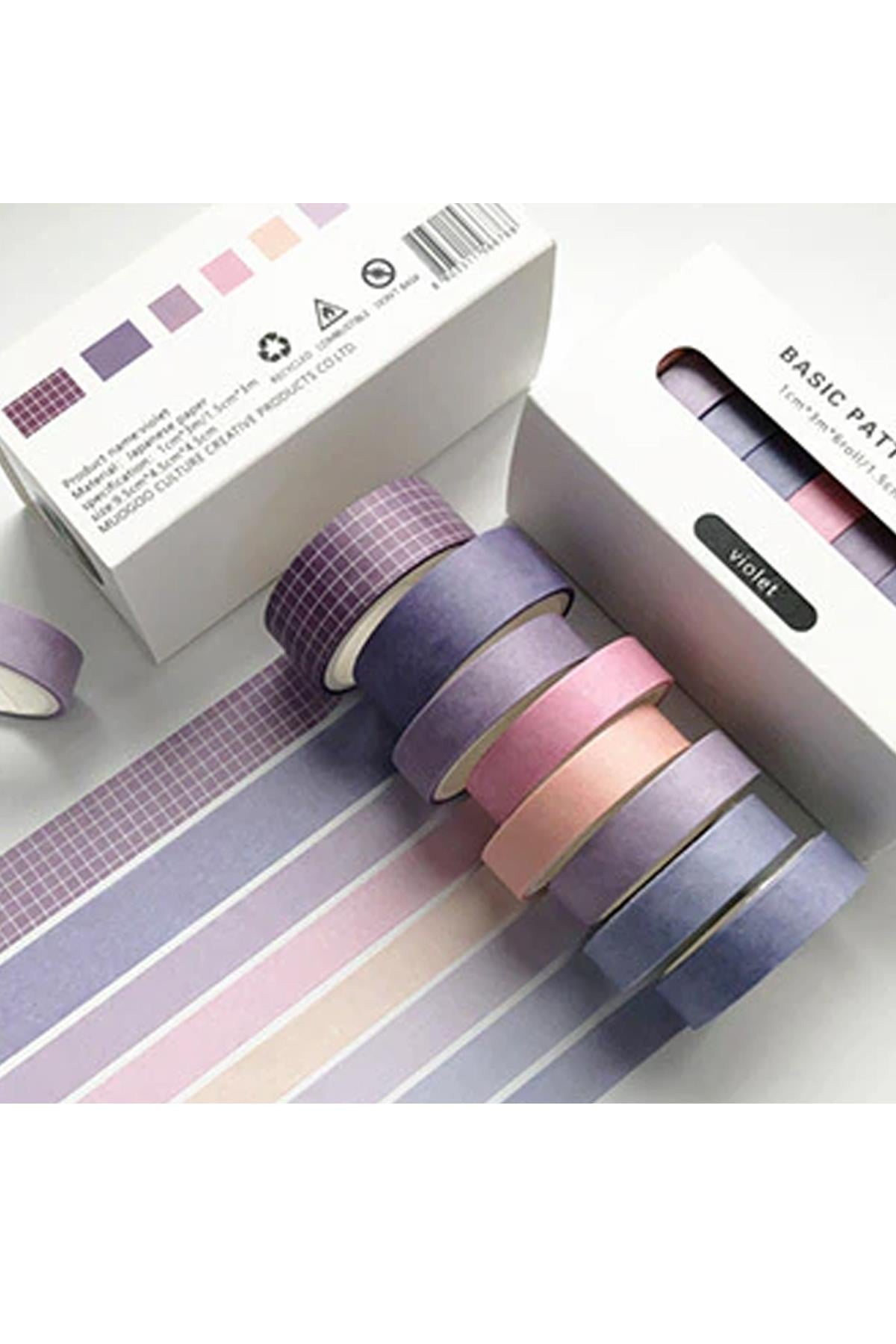 Washi Dekor Bant Seti 8'li Mix Ölçü x 4 mt -Viyolet-698
