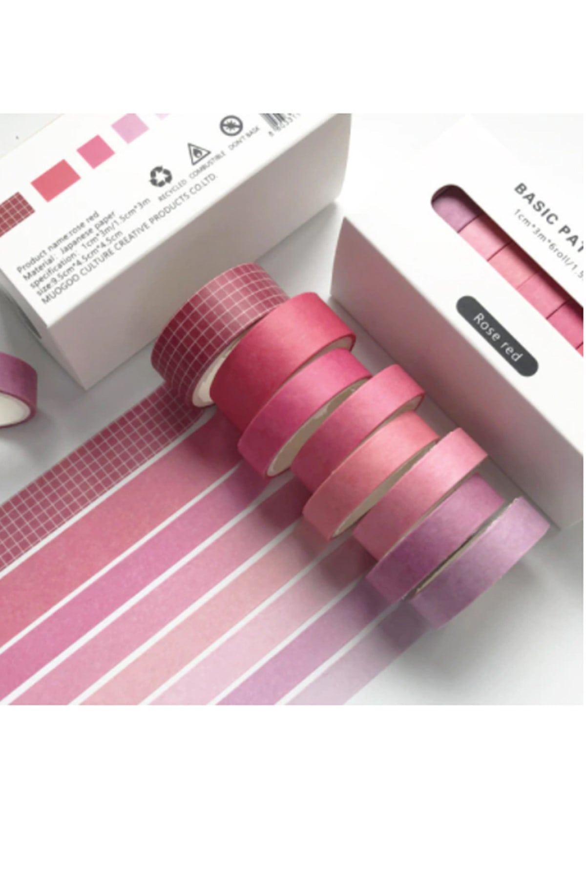 Washi Dekor Bant Seti 8'li Mix Ölçü x 4 mt -Pembe-698