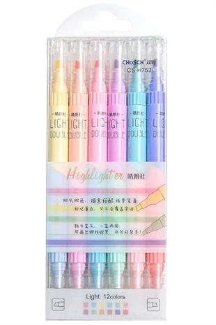 12 Renk Fosforlu Kalem Seti 6'lı Pastel Highlighter