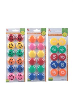 Pano Mıknatısı - Gülen Emoji-Renkli-Sayı - 3 cm - 36 Adet