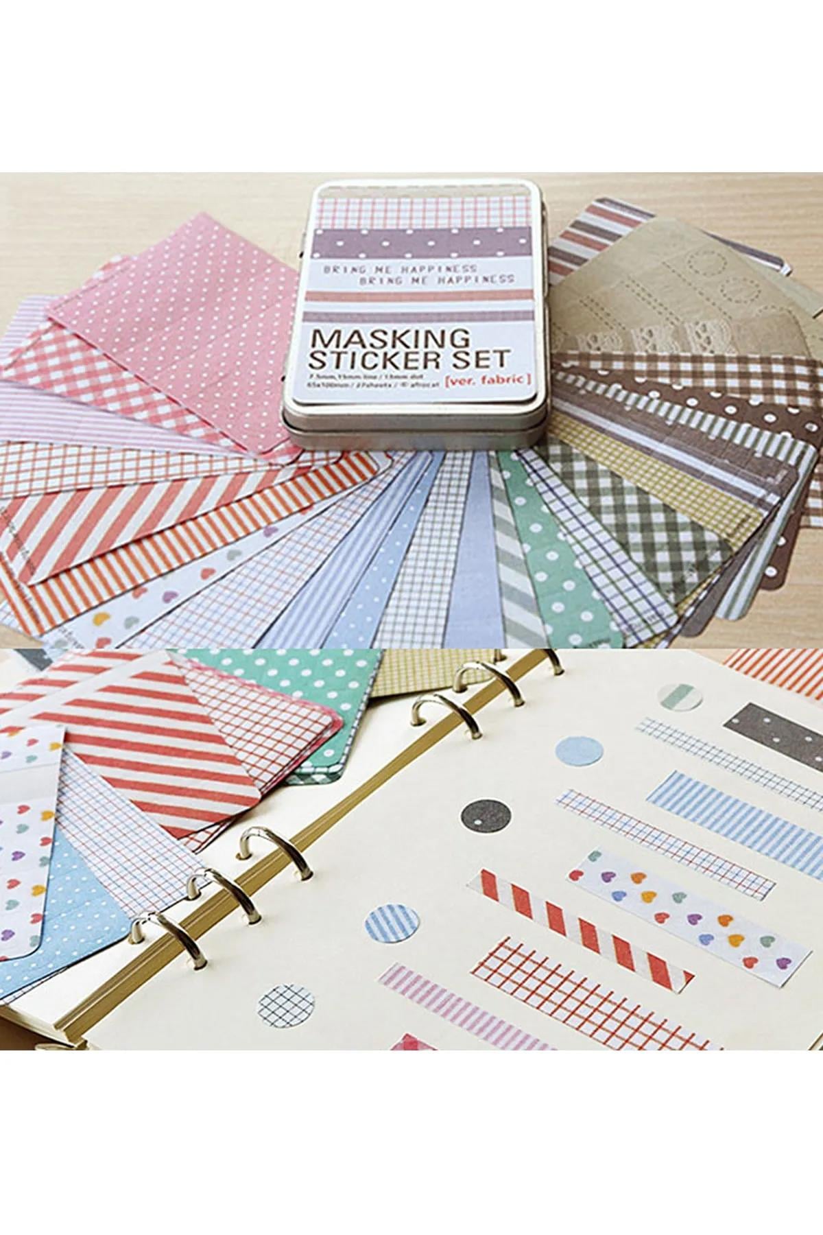 27'li Renkli Kağıt Bant Set-Metal Kutu (Hazır Kesimli) 6,5 x 9cm Fabric