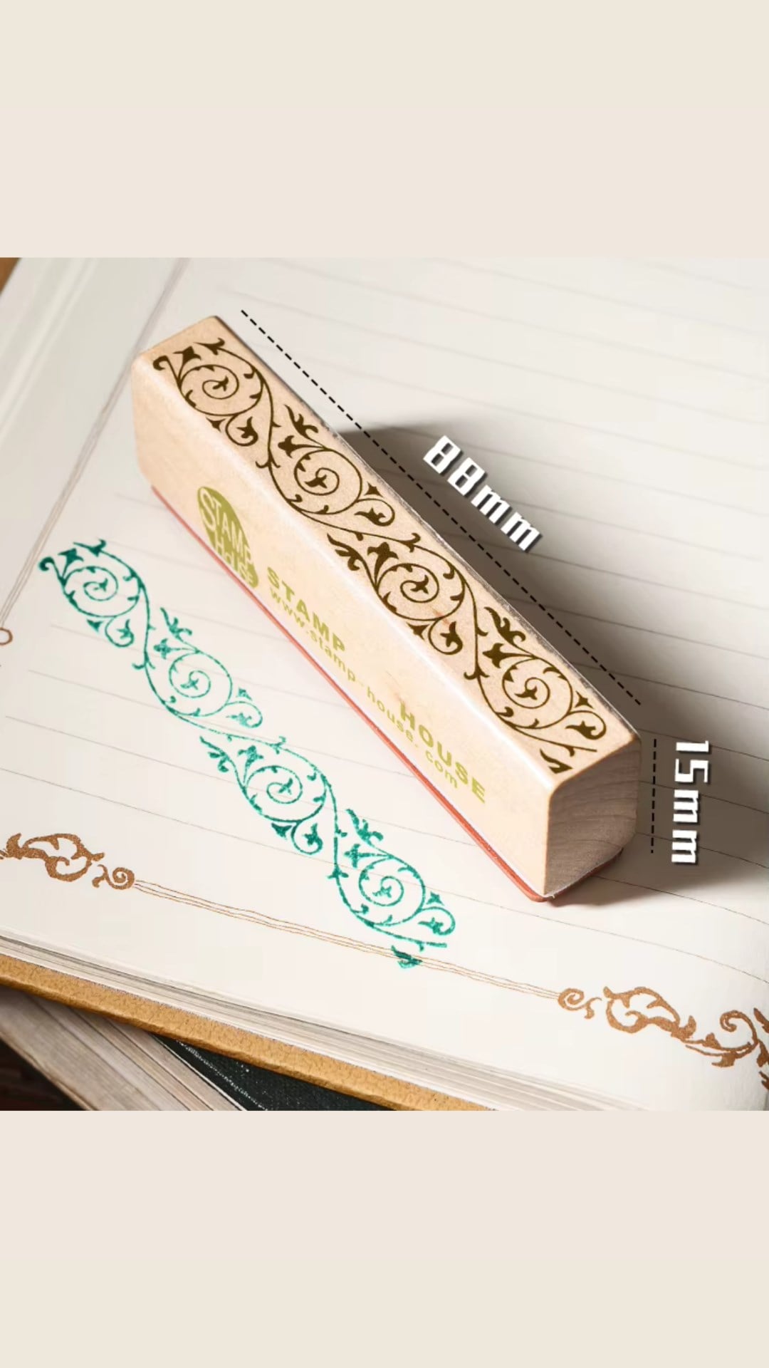 3'lü Ahşap Damga Seti, 9 cm*1,5cm (2 adet Damga ve 1 ad.Istampa)