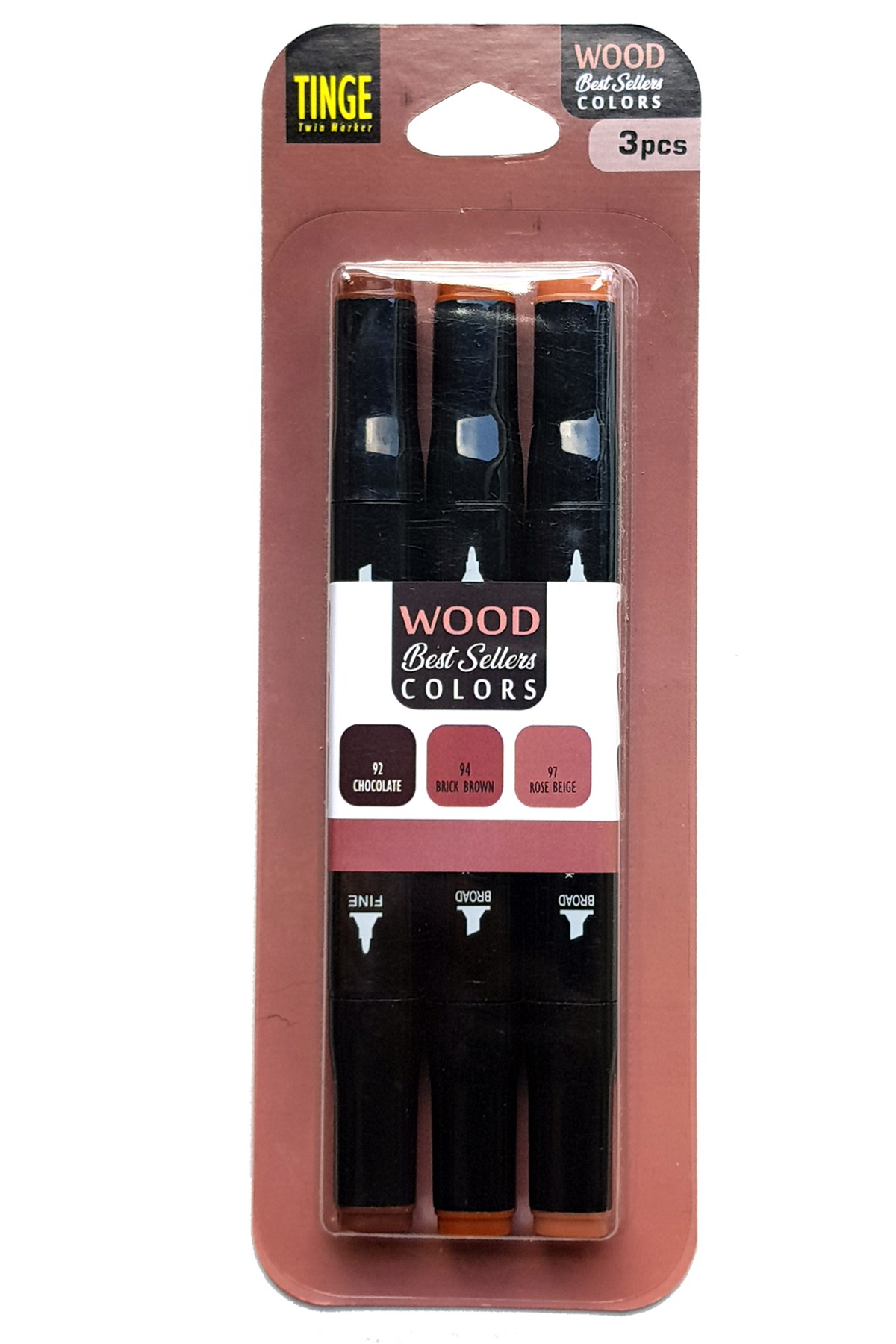 3'lü Tinge Çift Uçlu Marker Seti Wood (MWD3)