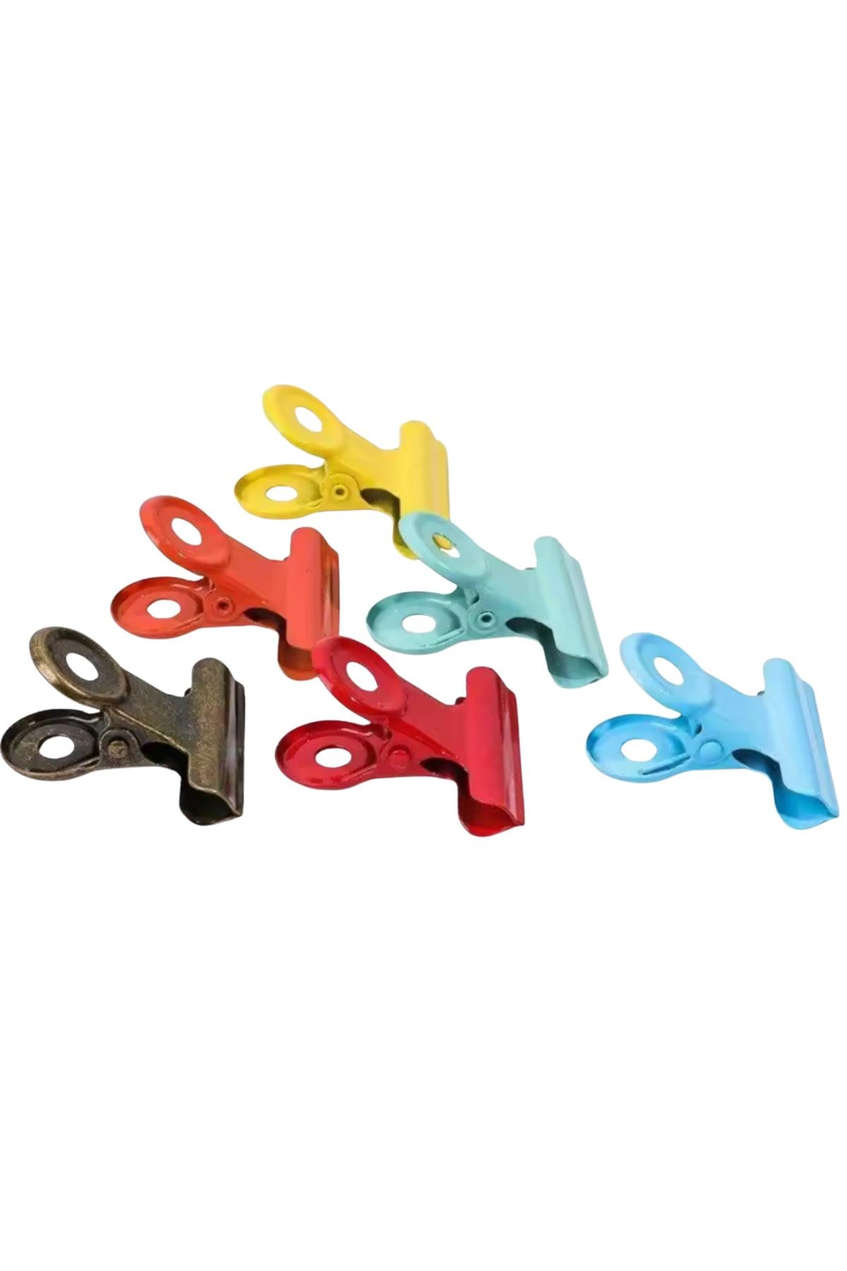 6 Adet Renkli Kağıt Klips / Metal Kıskaç 3 cm