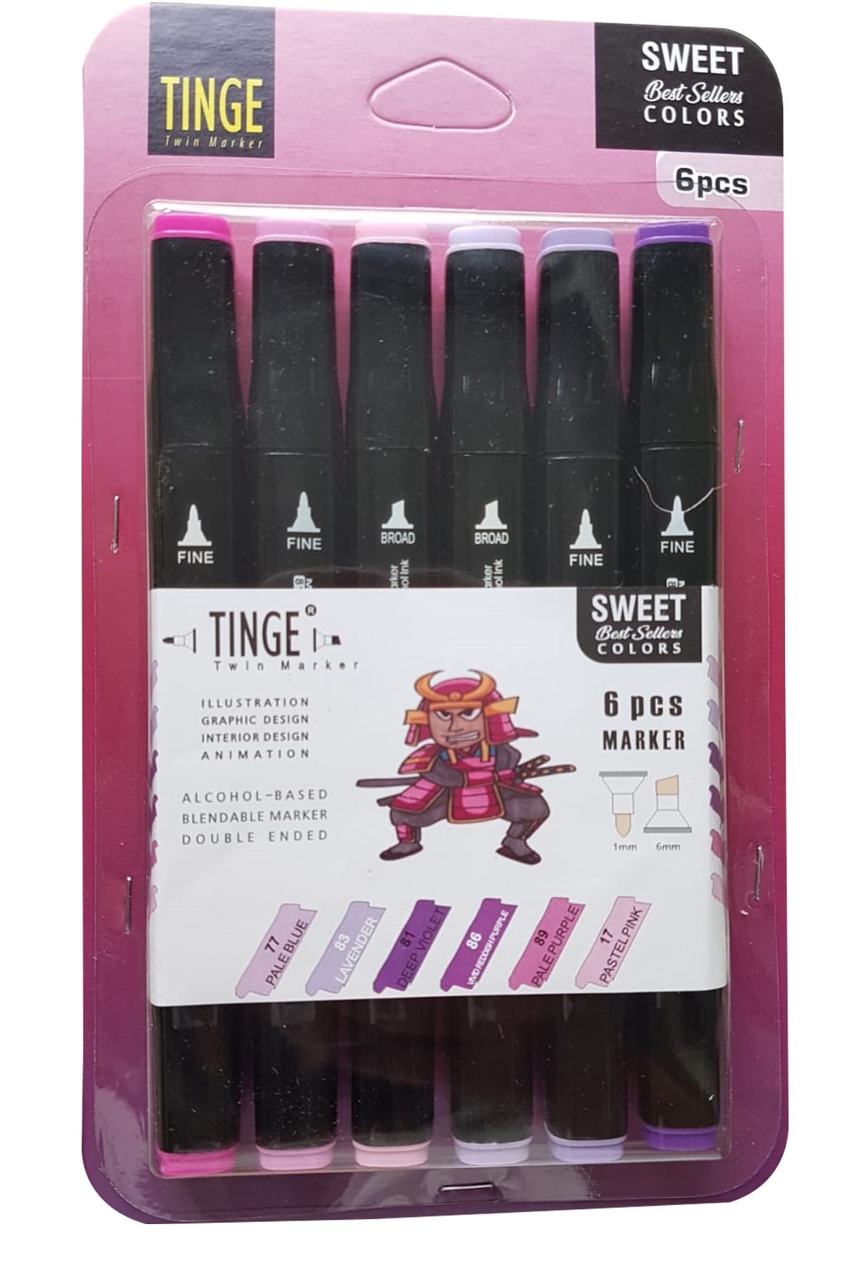6'lı Tinge Çift Uçlu Sweet Marker Seti