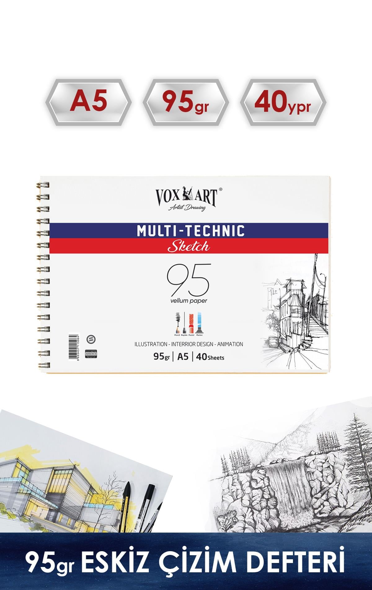 95 gr Multitechnic Eskiz Çizim Defteri