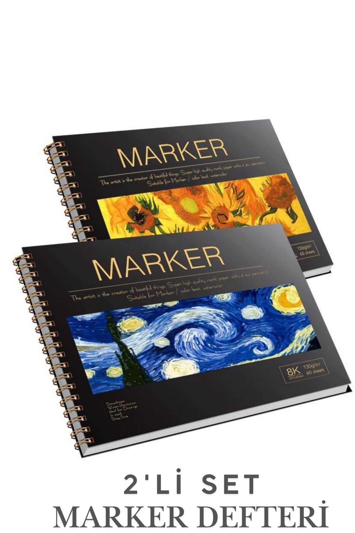 A4 2'li  Marker Kalem Defter Seti-Sert Kapak, 60 Yaprak 130gr (Arkaya Geçirmez)