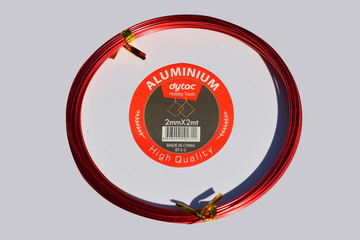 Alüminyum Tel 2 mm 2 Metre Kırmızı (BT1-4)