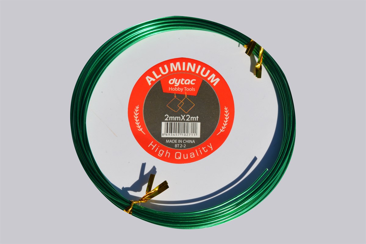 Alüminyum Tel 2 mm 2 Metre Yeşil (BT1-4)