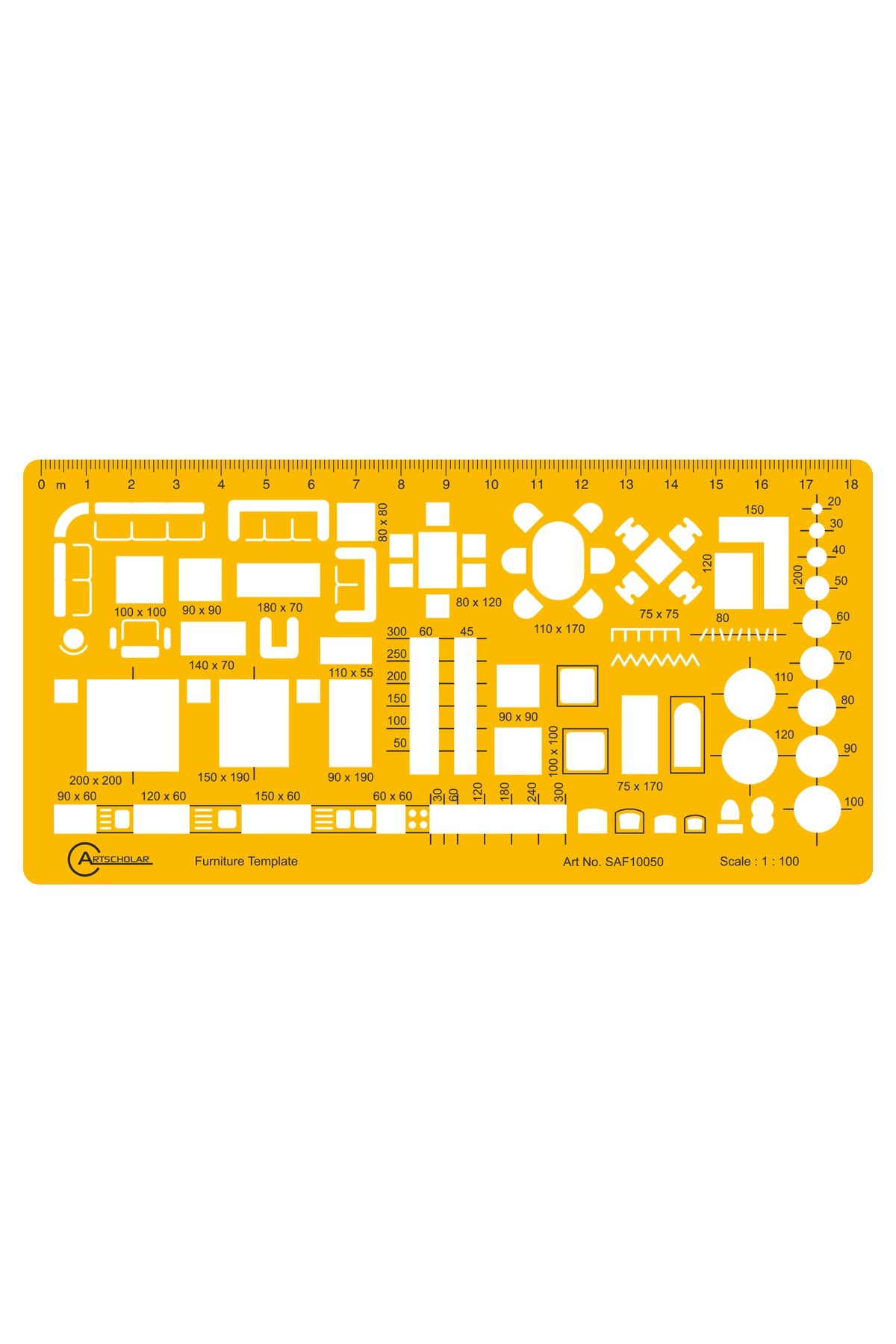 ArtScholar-1:100 Mobilya Tefriş Şablonu (SAF10050)