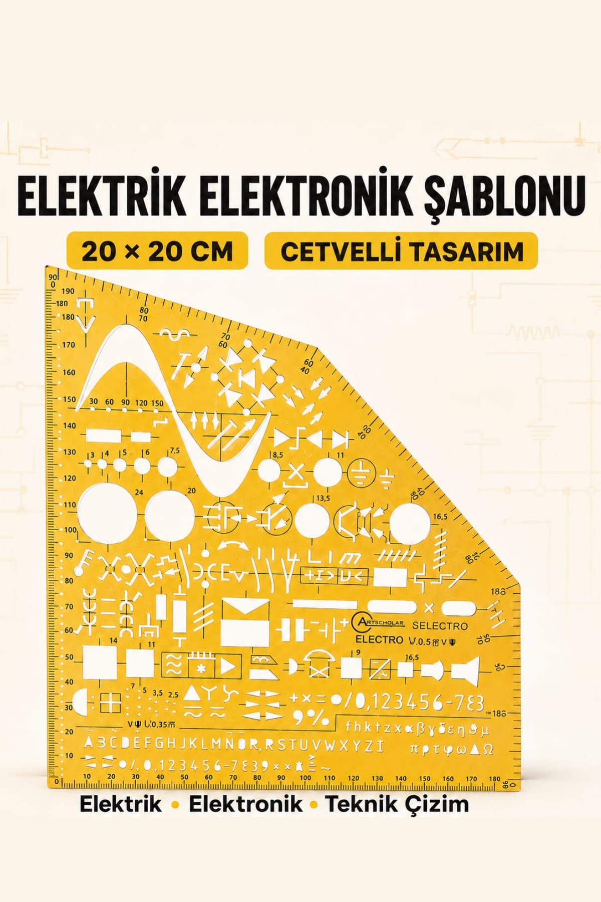 Elektrik Şablonu & Elektronik Çizim Şablonu 20*20 cm