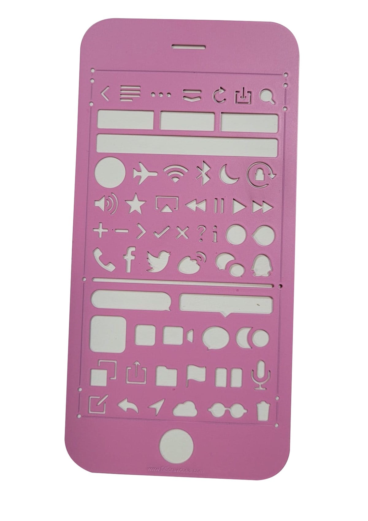 Journal Defter Çizim Şablonu - Metal - Pembe 13x7 cm
