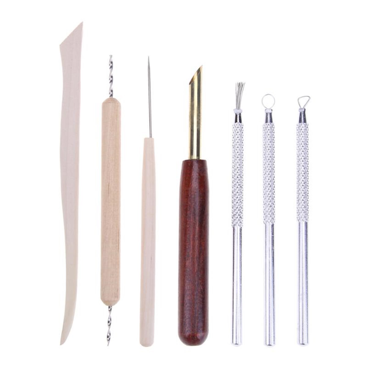 Modelaj Seramik Seti Ahşap Ve Metal 7' Li Set (EB-03)