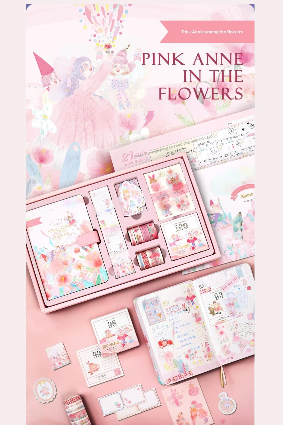 Pink Anne Flower- Journal Defter Hediye Seti