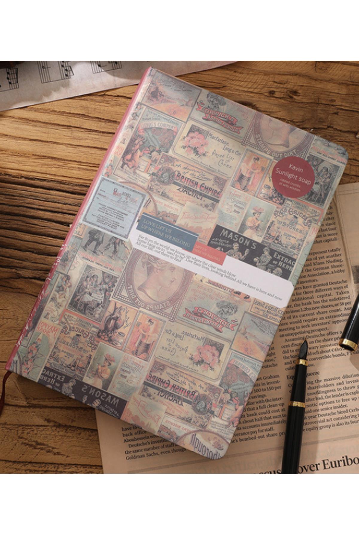 Retro Journal Defter-14x21 cm-100 Yaprak Sert Kapak