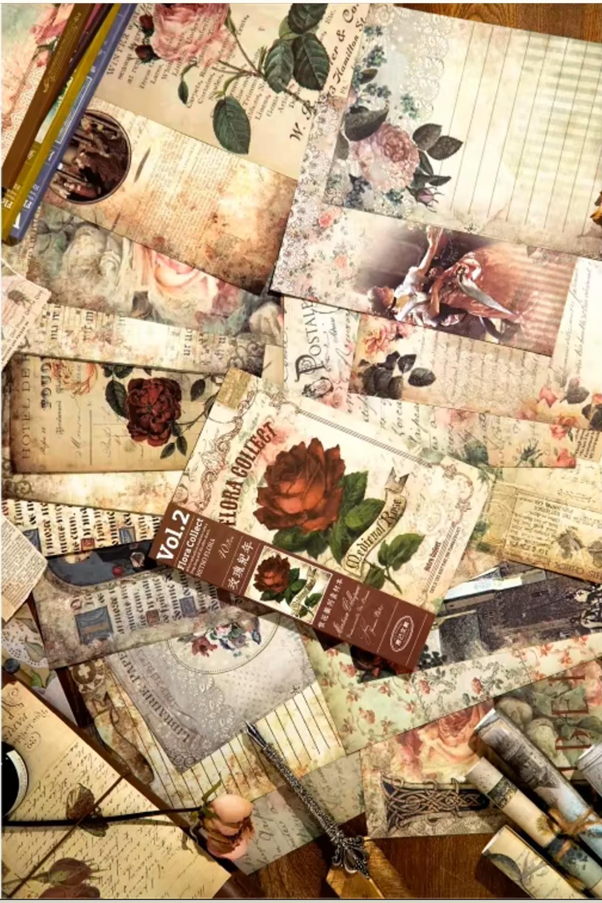 Retro Temalı Scrapbook Kağıtları, 40 Yaprak 12.5*17.5 cm (Rose)