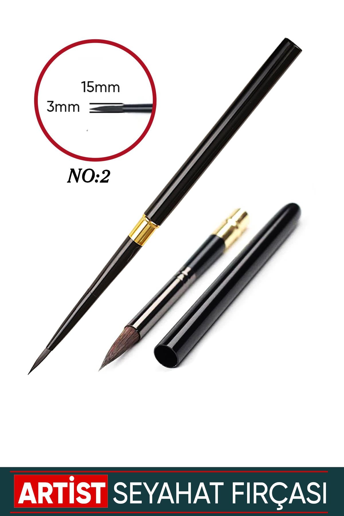 Seyahat Tipi Suluboya Fırçası Yuvarlak Uç No: 2