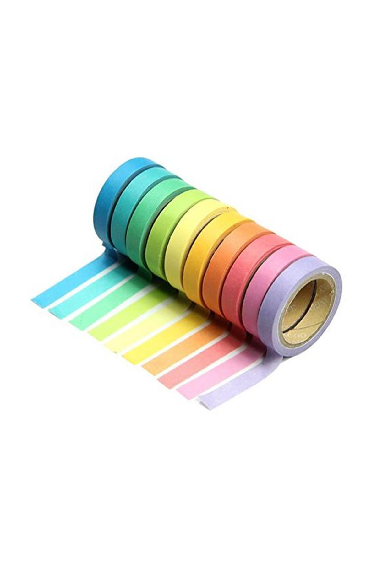 Washi Dekor Bant Seti -10 'lu Mix Renkler
