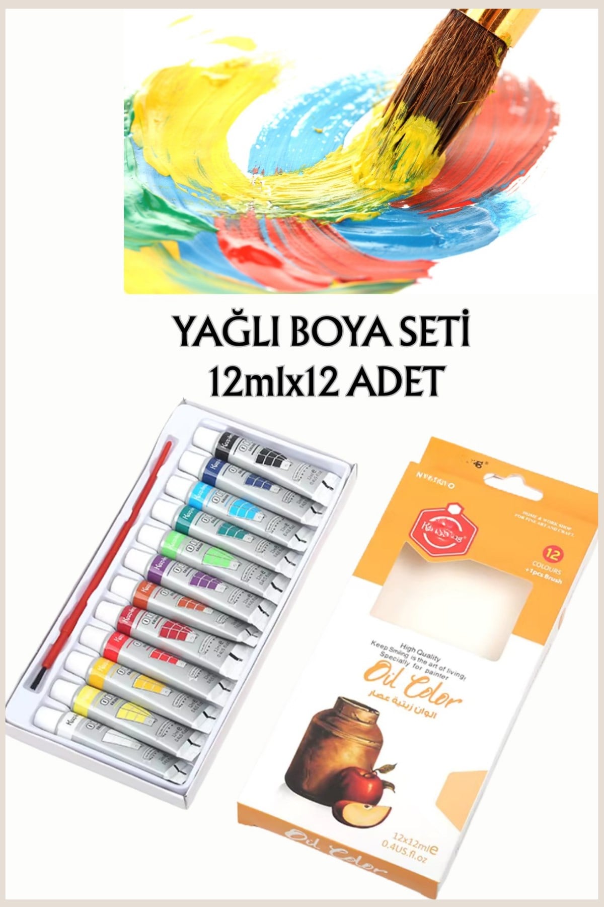 Yağlı Boya Seti 12 Renkx12ml Plastik Tüp