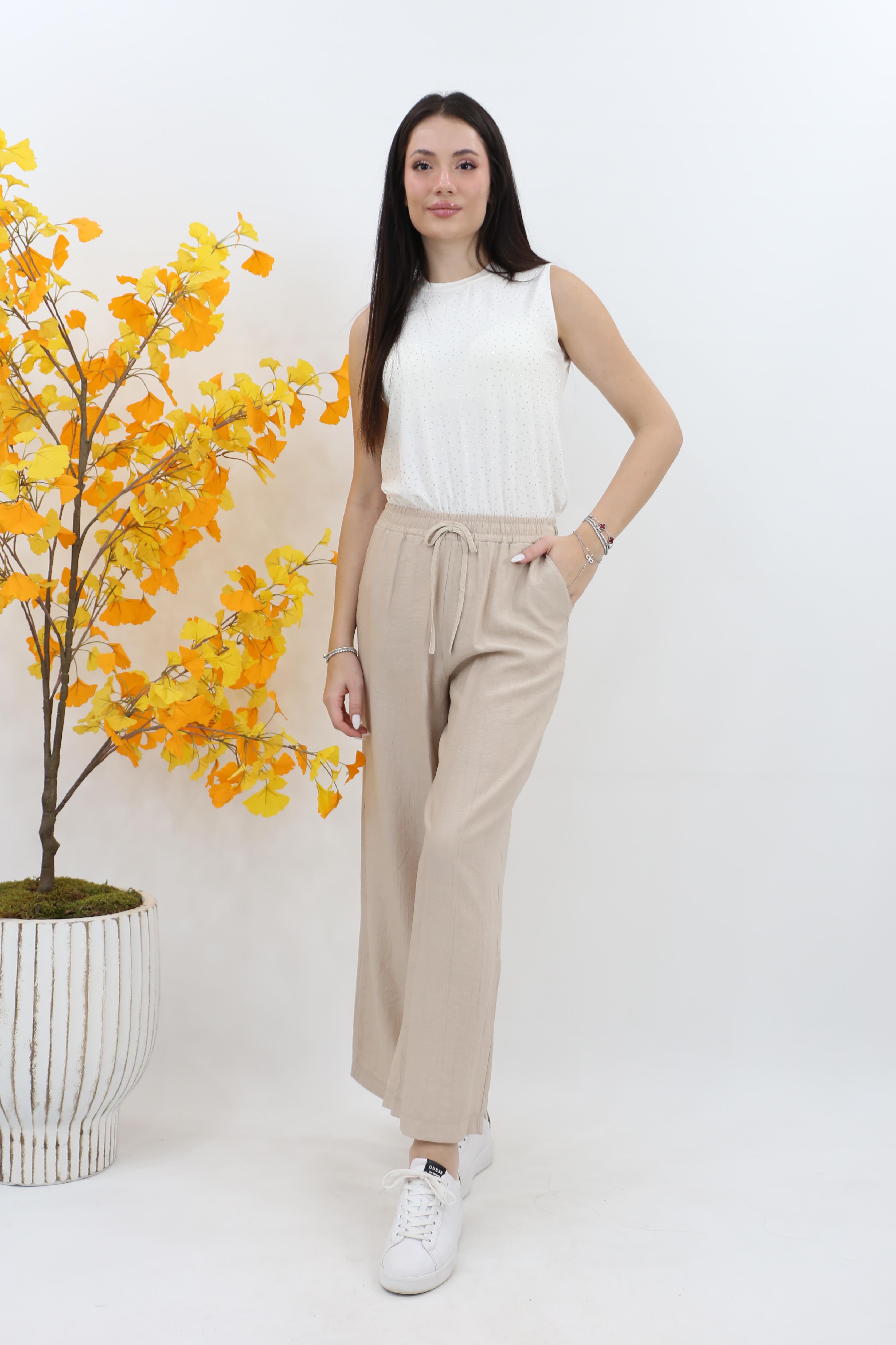 Armine Beli Lastikli Pantolon 25YT209 - Bej