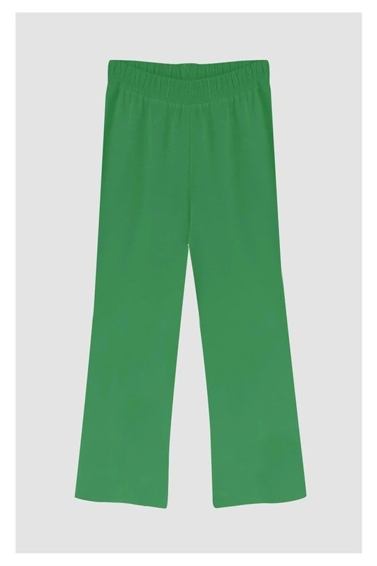 Geniş Paça Krep Pantolon - Yeşil