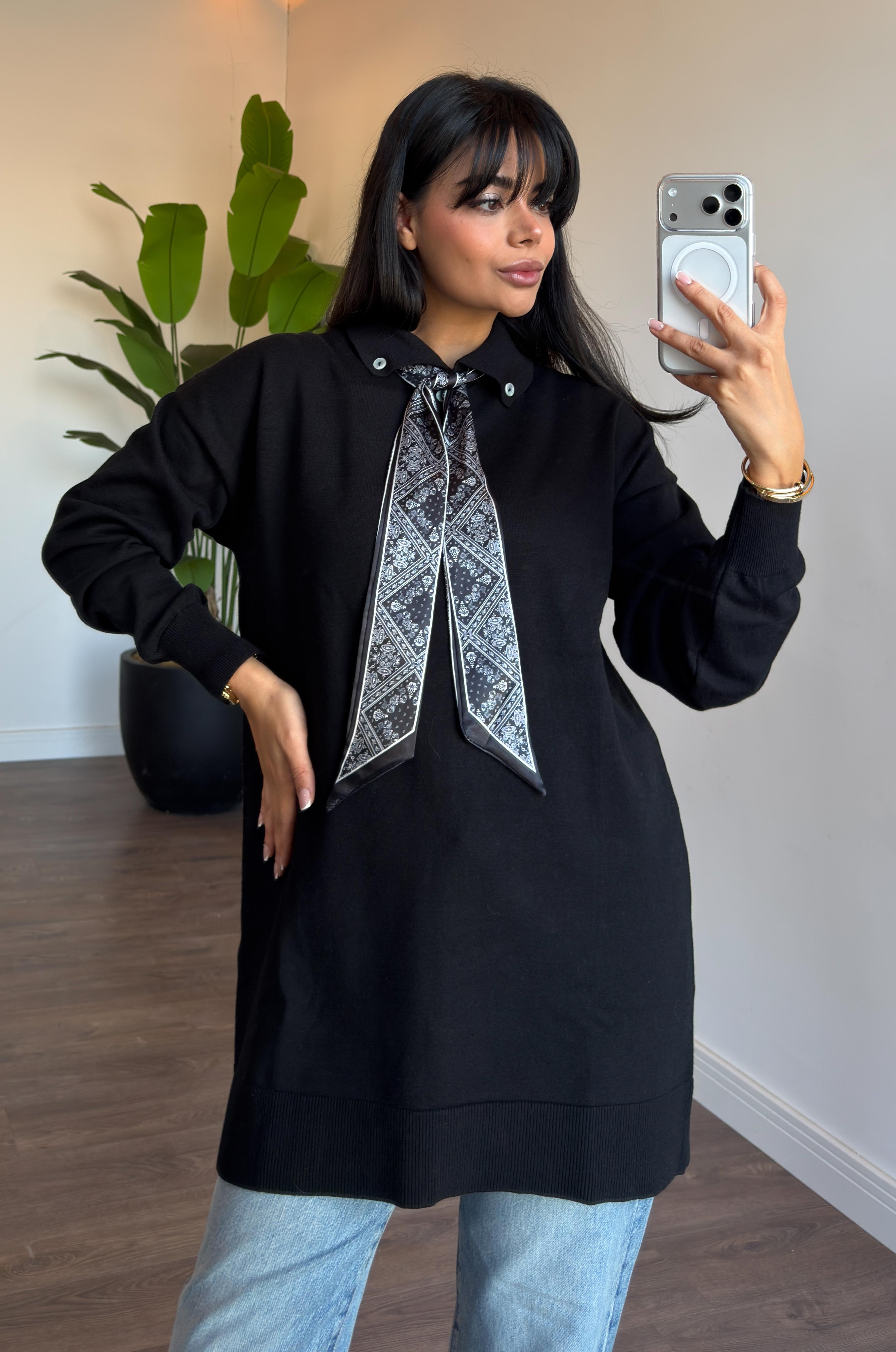Korsman Flarlı Tunik - Siyah