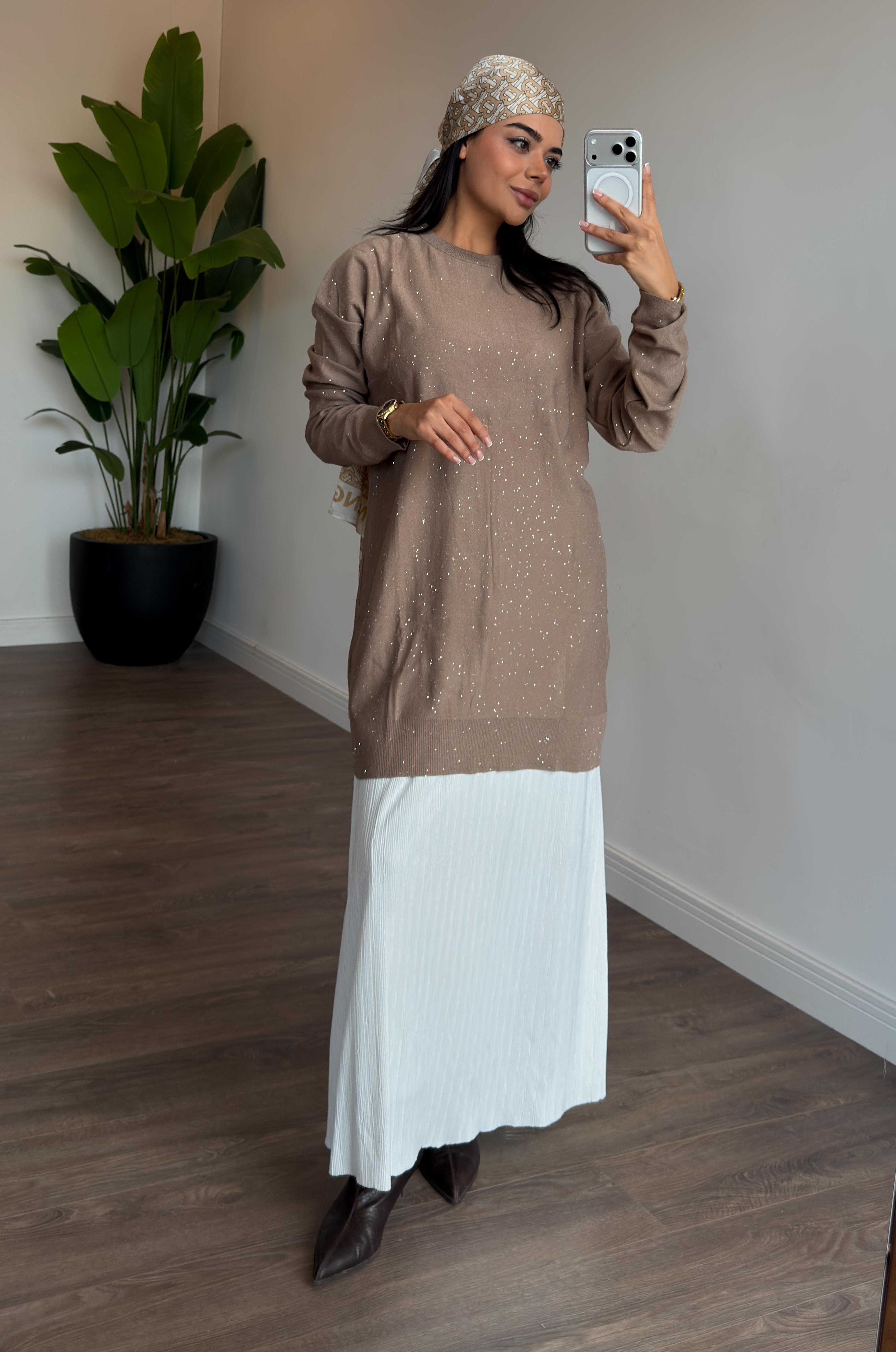 Pul Detaylı Oversize Tunik - vizon