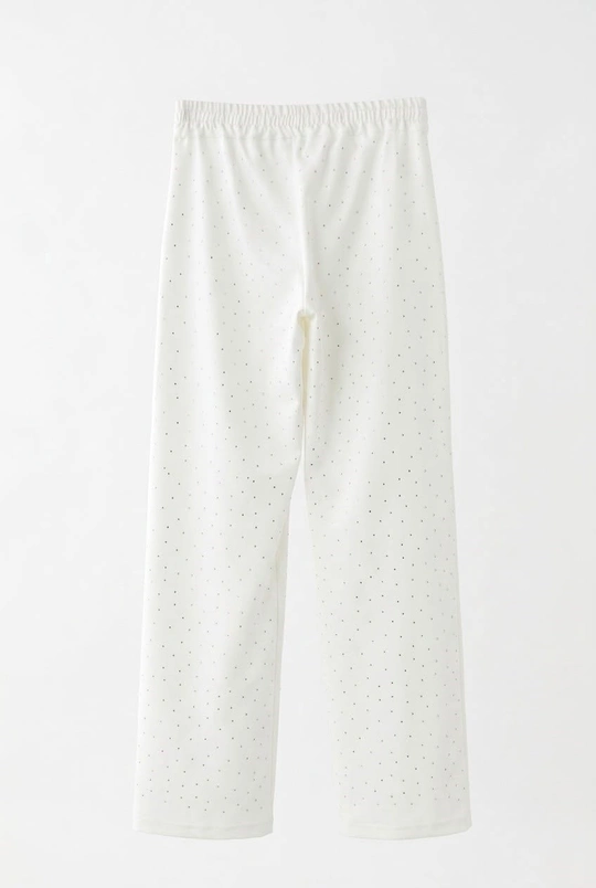 Serpme Taşlı Krep Pantalon - Ekru