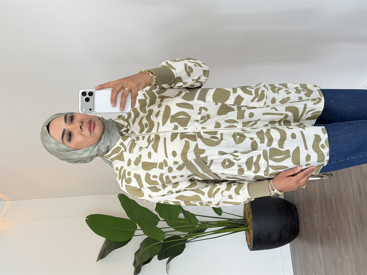 Ribana Detaylı Desenli Gömlek - Olive