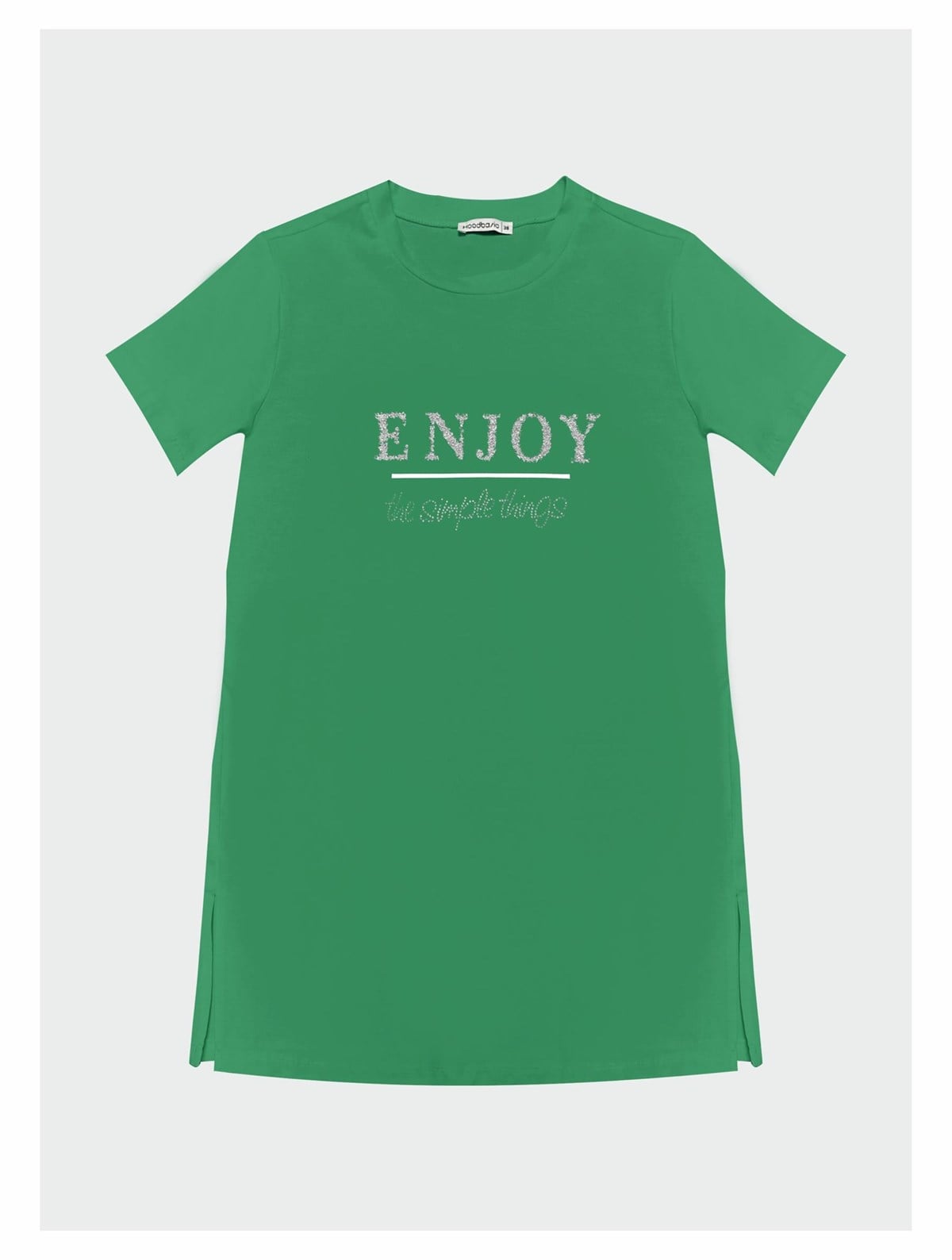 Yazılı Taşlı Baskılı T-Shirt - Yeşil