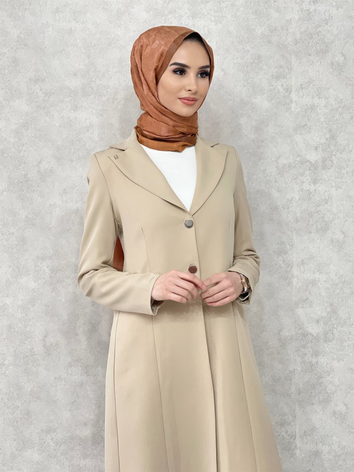 Armine Uzun Blazer Ceketli Takım - Bej Online Sipariş I MAHHAR
