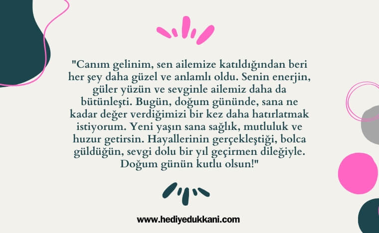 geline doğum günü mesajı