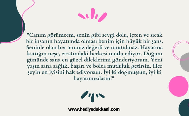 görümceye doğum günü mesajı