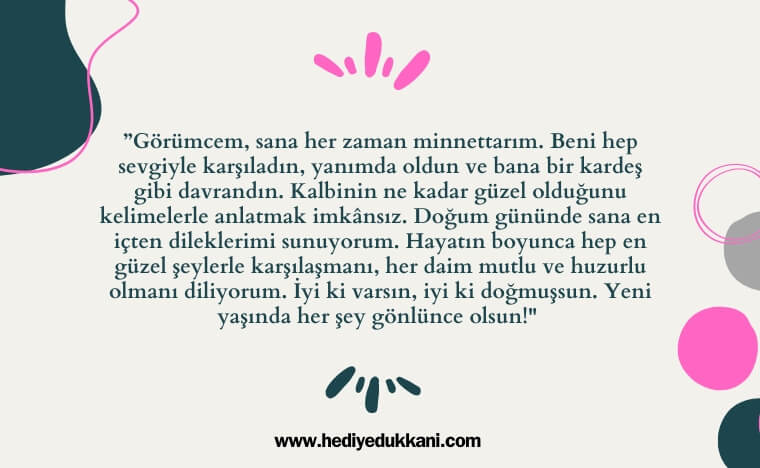 görümceye doğum günü mesajı