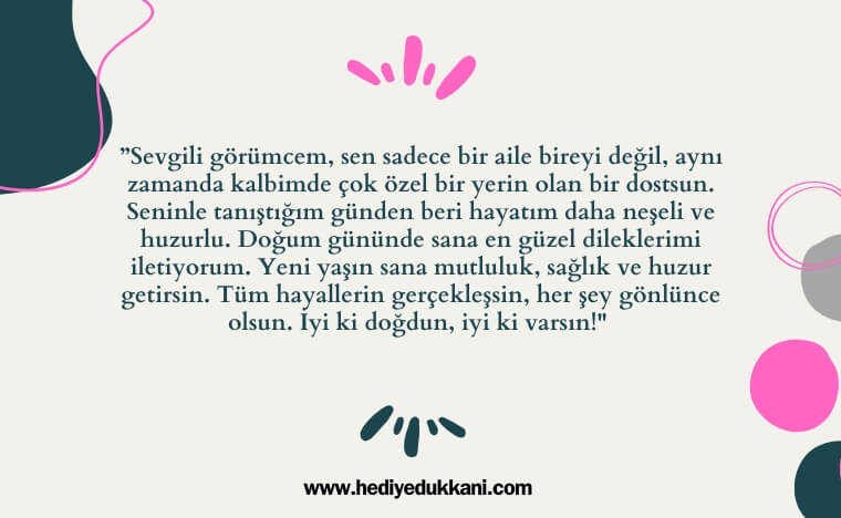 görümceye doğum günü mesajı